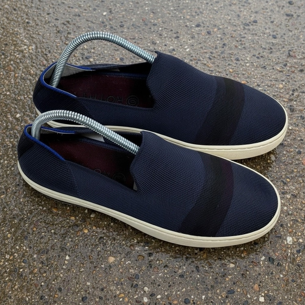 Rothys The Sneaker Navy Blue Striped Slip On Casual Shoes Womens 8.5 001-01-001